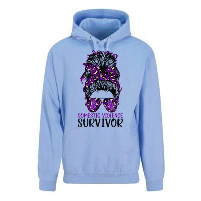 Domestic Violence Aware Messy Bun Domestic Violence Survivor Unisex Surf Hoodie