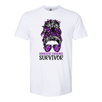 Domestic Violence Aware Messy Bun Domestic Violence Survivor Softstyle CVC T-Shirt