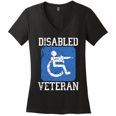 Disabled Veteran Armed Forces Military Soldier Army Usa Women's V-Neck T-Shirt