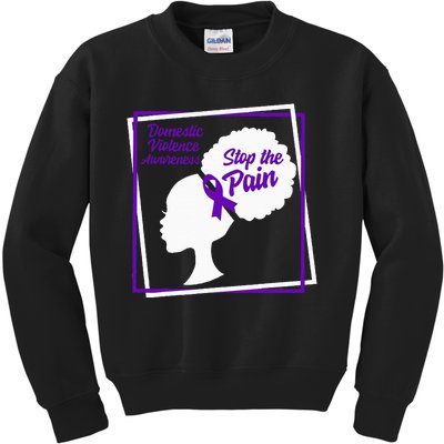 Domestic Violence Awareness Month Stop The Pain Women Purple Kids Sweatshirt