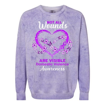 Domestic Violence Awareness Not All Wounds Are Visible Colorblast Crewneck Sweatshirt