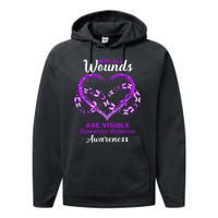 Domestic Violence Awareness Not All Wounds Are Visible Performance Fleece Hoodie