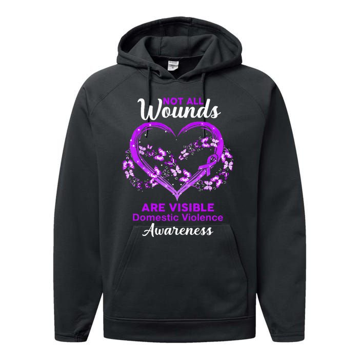 Domestic Violence Awareness Not All Wounds Are Visible Performance Fleece Hoodie