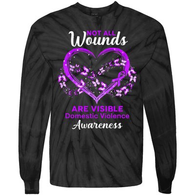 Domestic Violence Awareness Not All Wounds Are Visible Tie-Dye Long Sleeve Shirt