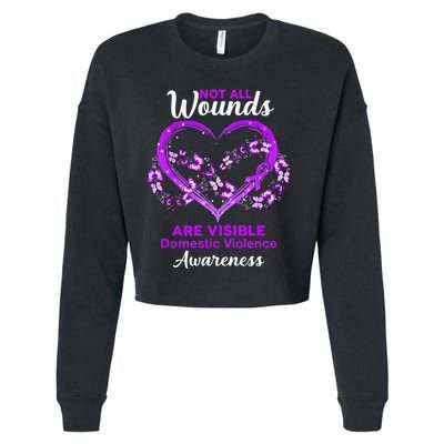 Domestic Violence Awareness Not All Wounds Are Visible Cropped Pullover Crew