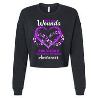Domestic Violence Awareness Not All Wounds Are Visible Cropped Pullover Crew