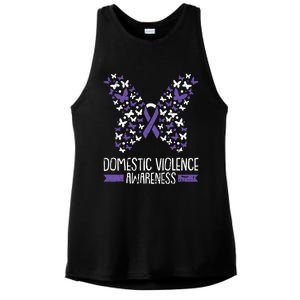 Domestic Violence Awareness Purple Ribbon Butterfly Warrior Ladies PosiCharge Tri-Blend Wicking Tank