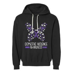 Domestic Violence Awareness Purple Ribbon Butterfly Warrior Garment-Dyed Fleece Hoodie