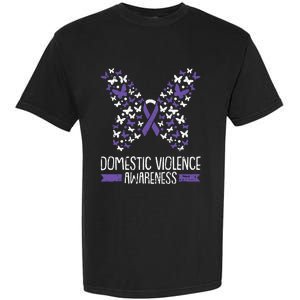 Domestic Violence Awareness Purple Ribbon Butterfly Warrior Garment-Dyed Heavyweight T-Shirt