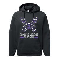 Domestic Violence Awareness Purple Ribbon Butterfly Warrior Performance Fleece Hoodie