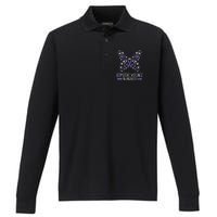 Domestic Violence Awareness Purple Ribbon Butterfly Warrior Performance Long Sleeve Polo