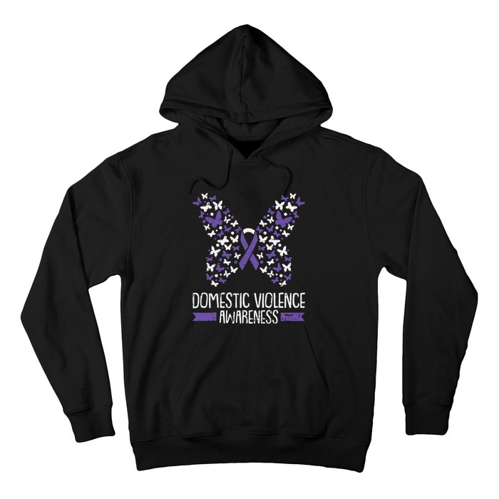 Domestic Violence Awareness Purple Ribbon Butterfly Warrior Hoodie