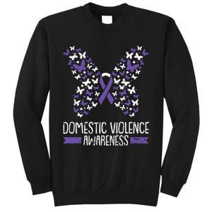 Domestic Violence Awareness Purple Ribbon Butterfly Warrior Sweatshirt