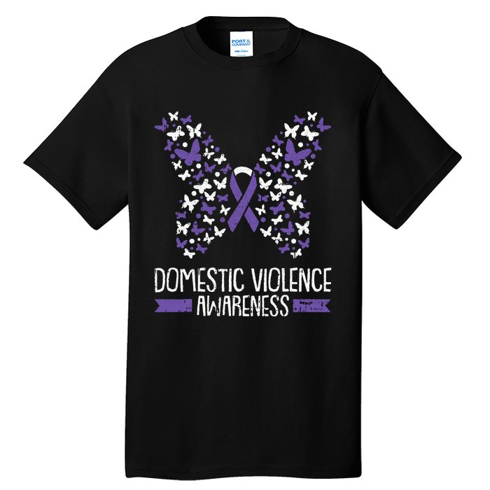 Domestic Violence Awareness Purple Ribbon Butterfly Warrior Tall T-Shirt