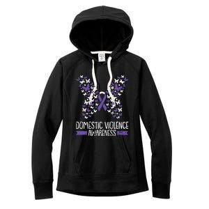 Domestic Violence Awareness Purple Ribbon Butterfly Warrior Women's Fleece Hoodie