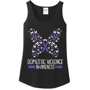 Domestic Violence Awareness Purple Ribbon Butterfly Warrior Ladies Essential Tank