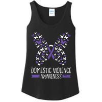 Domestic Violence Awareness Purple Ribbon Butterfly Warrior Ladies Essential Tank