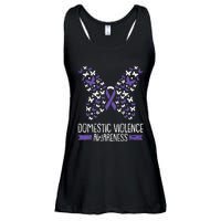 Domestic Violence Awareness Purple Ribbon Butterfly Warrior Ladies Essential Flowy Tank