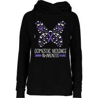 Domestic Violence Awareness Purple Ribbon Butterfly Warrior Womens Funnel Neck Pullover Hood