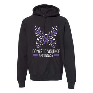 Domestic Violence Awareness Purple Ribbon Butterfly Warrior Premium Hoodie