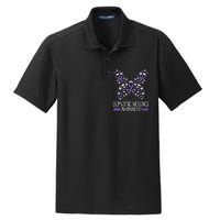 Domestic Violence Awareness Purple Ribbon Butterfly Warrior Dry Zone Grid Polo