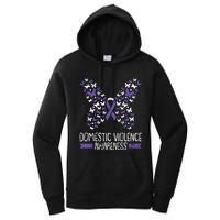 Domestic Violence Awareness Purple Ribbon Butterfly Warrior Women's Pullover Hoodie