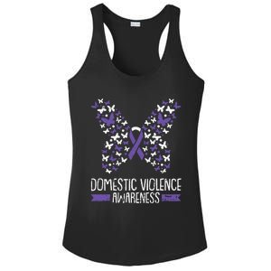 Domestic Violence Awareness Purple Ribbon Butterfly Warrior Ladies PosiCharge Competitor Racerback Tank