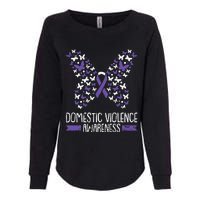 Domestic Violence Awareness Purple Ribbon Butterfly Warrior Womens California Wash Sweatshirt