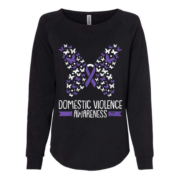 Domestic Violence Awareness Purple Ribbon Butterfly Warrior Womens California Wash Sweatshirt