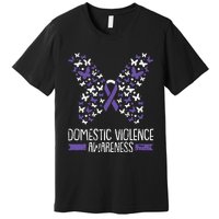 Domestic Violence Awareness Purple Ribbon Butterfly Warrior Premium T-Shirt