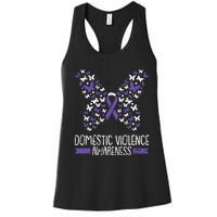 Domestic Violence Awareness Purple Ribbon Butterfly Warrior Women's Racerback Tank