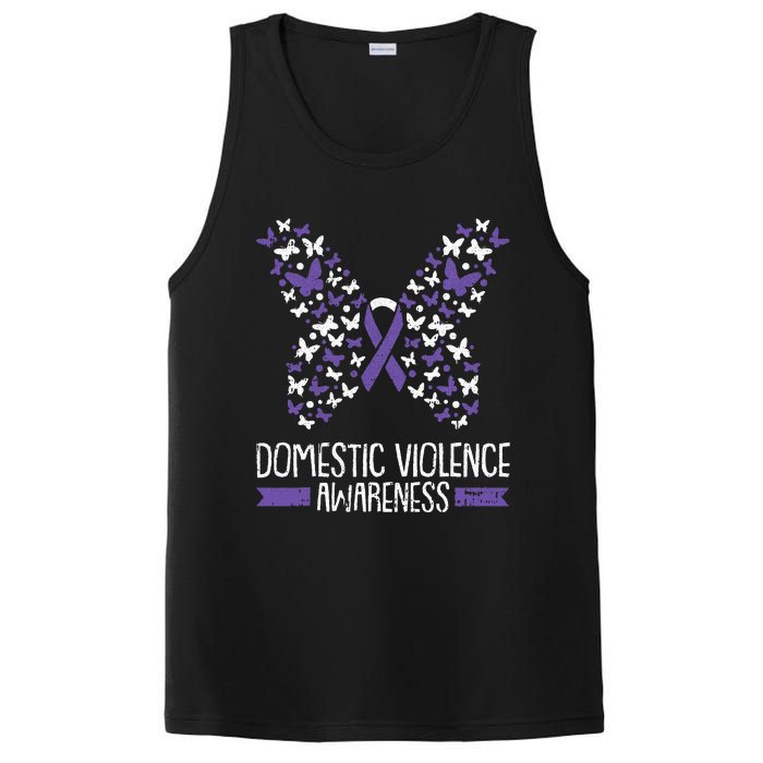 Domestic Violence Awareness Purple Ribbon Butterfly Warrior PosiCharge Competitor Tank