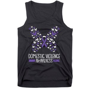 Domestic Violence Awareness Purple Ribbon Butterfly Warrior Tank Top