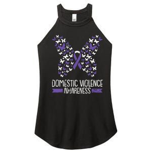 Domestic Violence Awareness Purple Ribbon Butterfly Warrior Women's Perfect Tri Rocker Tank