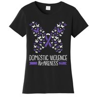 Domestic Violence Awareness Purple Ribbon Butterfly Warrior Women's T-Shirt