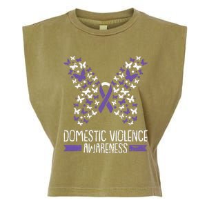 Domestic Violence Awareness Purple Ribbon Butterfly Warrior Garment-Dyed Women's Muscle Tee