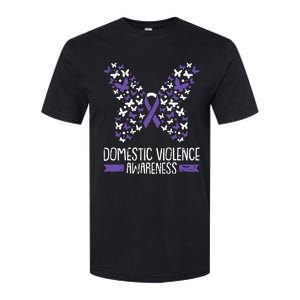 Domestic Violence Awareness Purple Ribbon Butterfly Warrior Softstyle CVC T-Shirt