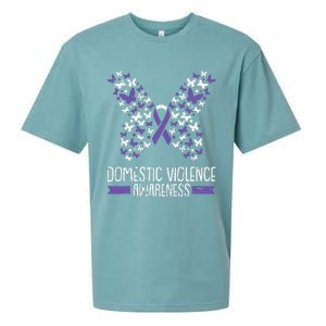 Domestic Violence Awareness Purple Ribbon Butterfly Warrior Sueded Cloud Jersey T-Shirt