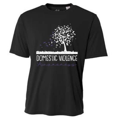 Domestic Violence Awareness Purple Ribbon Warrior Survivor Cooling Performance Crew T-Shirt