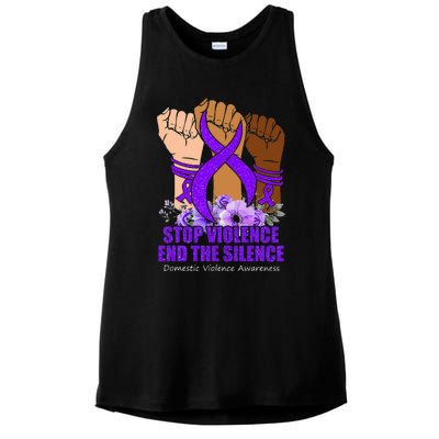 Domestic Violence Awareness Stop Violence End Silence Ladies PosiCharge Tri-Blend Wicking Tank