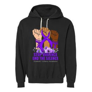 Domestic Violence Awareness Stop Violence End Silence Garment-Dyed Fleece Hoodie