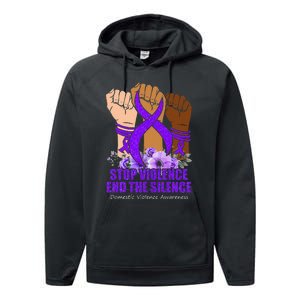 Domestic Violence Awareness Stop Violence End Silence Performance Fleece Hoodie