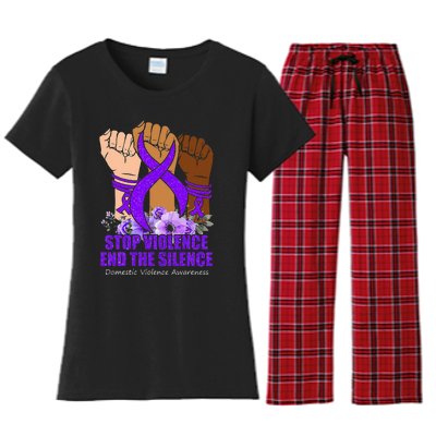 Domestic Violence Awareness Stop Violence End Silence Women's Flannel Pajama Set