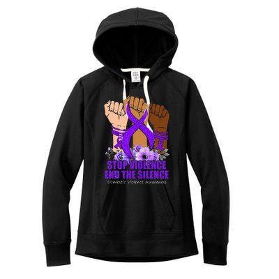 Domestic Violence Awareness Stop Violence End Silence Women's Fleece Hoodie