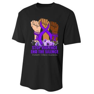 Domestic Violence Awareness Stop Violence End Silence Performance Sprint T-Shirt