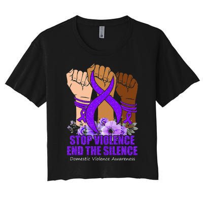 Domestic Violence Awareness Stop Violence End Silence Women's Crop Top Tee