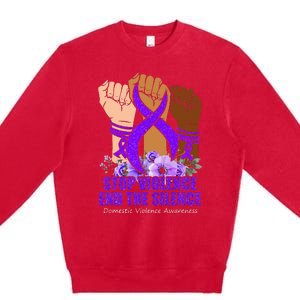 Domestic Violence Awareness Stop Violence End Silence Premium Crewneck Sweatshirt