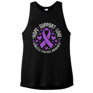 Domestic Violence Awareness Support Squad Family Hope Love Ladies PosiCharge Tri-Blend Wicking Tank