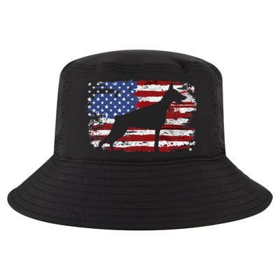 Doberman Vintage American Flag funny gog lovers Cool Comfort Performance Bucket Hat