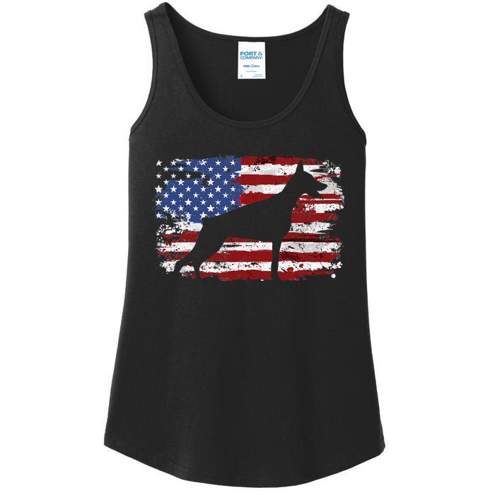 Doberman Vintage American Flag funny gog lovers Ladies Essential Tank